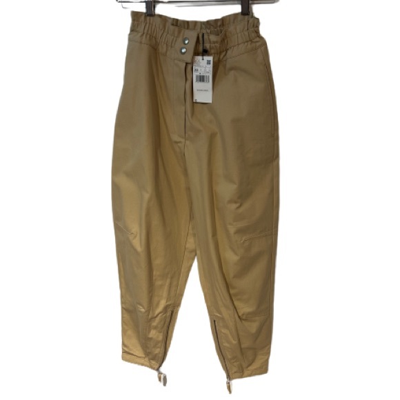 -NWT MANGO Beige Paper Bag Relaxed Trousers - Picture 6 of 9